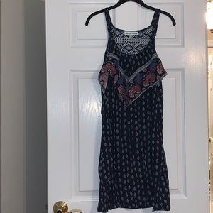 Navy Blue with Handkerchief Print Dress